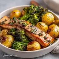 Sheet Pan Salmon Veggies: Mediterranean Style