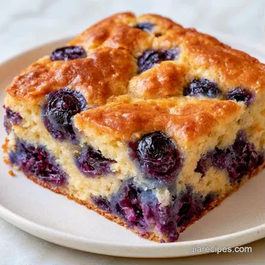 Easy Blueberry Sheet Cake for 12 Servings Recipe Card