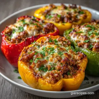 Easy Ground Turkey Peppers for Meal Prep Recipe Card