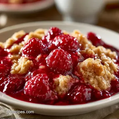 Raspberry Crisp with Fresh Raspberries Recipe Card