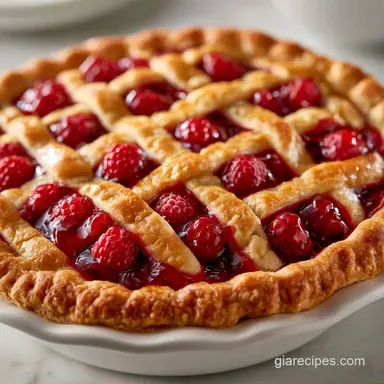 Fresh Raspberry Pie for 12 Servings Recipe Card