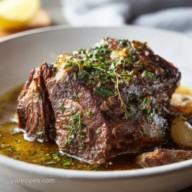 garlic herb crockpot beef pot roast Recipe Card