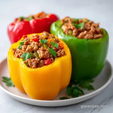 Ground Turkey Stuffed Peppers Meal Prep Recipe Card