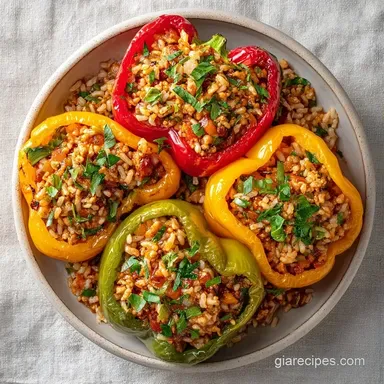 Stuffed Bell Peppers with Ground Turkey Recipe Card