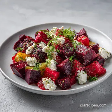 Vibrant Roasted Beet Feta Salad with Cucumber and Dill Recipe Card