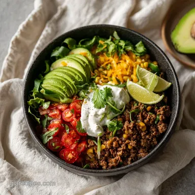 Taco Lunch Bowls with Ground Turkey for 4 Servings Recipe Card