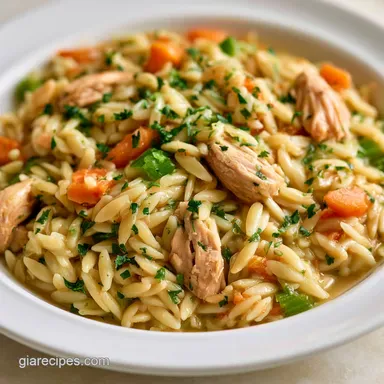Tasty Chicken Pot Pie Orzo: One-Pot Recipe Card