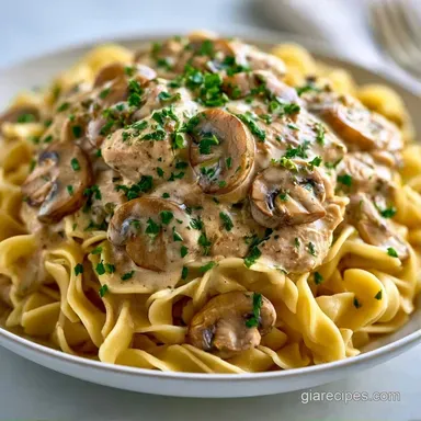 Turkey Mushroom Stroganoff in 30 Minutes Recipe Card