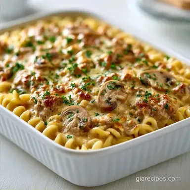 Turkey Stroganoff Noodle Bake in 30 Min