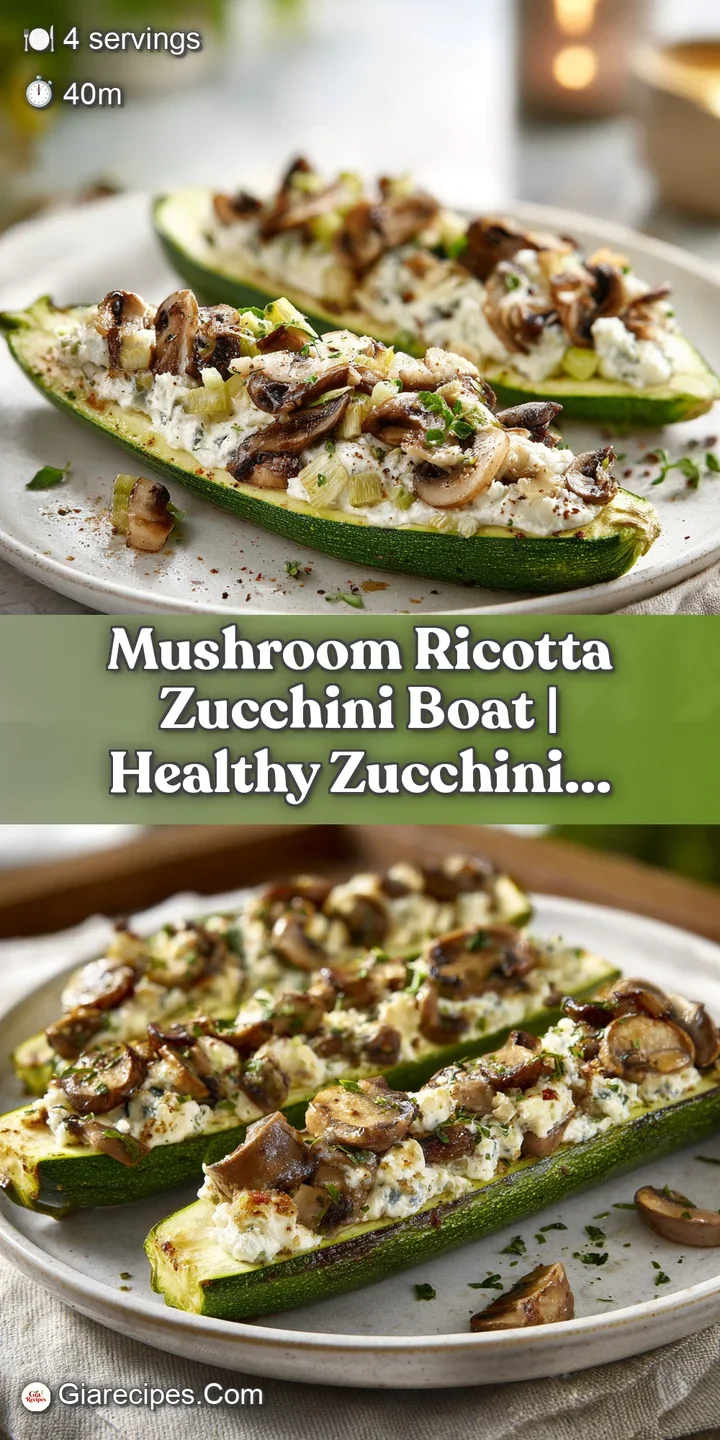 Macro view of bubbling golden cheese and creamy white ricotta filling tucked inside a tender, roasted green zucchini.