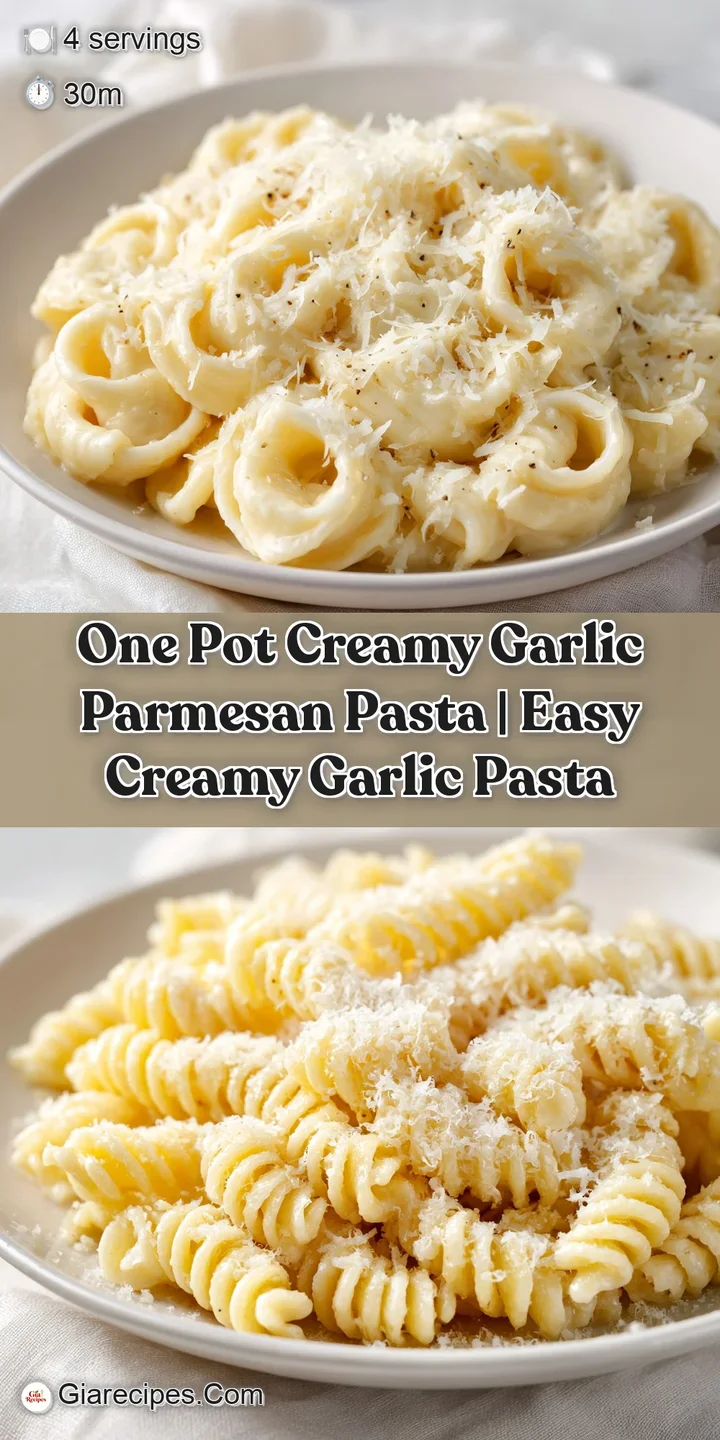 Close-up of glossy pasta noodles coated in a rich, velvety cream sauce with toasted garlic and cracked pepper.