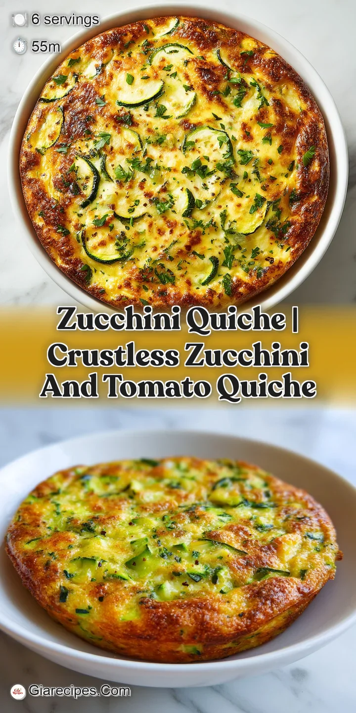 Close-up of creamy baked eggs and tender green zucchini slices topped with toasted, bubbly golden-brown cheese.