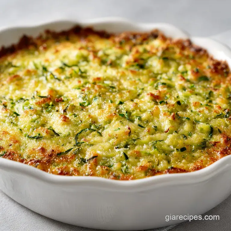 Neatly stacked zucchini slices with bubbling toasted cheese, garnished with fresh parsley on a ceramic plate.