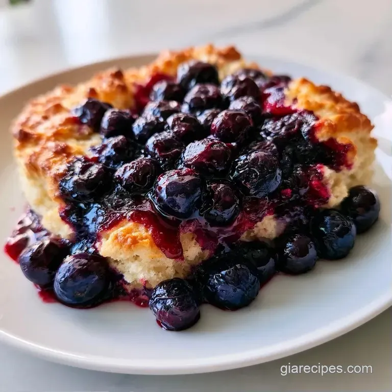 A scoop of creamy vanilla ice cream melting over warm, jammy purple berries on a minimalist white ceramic plate.