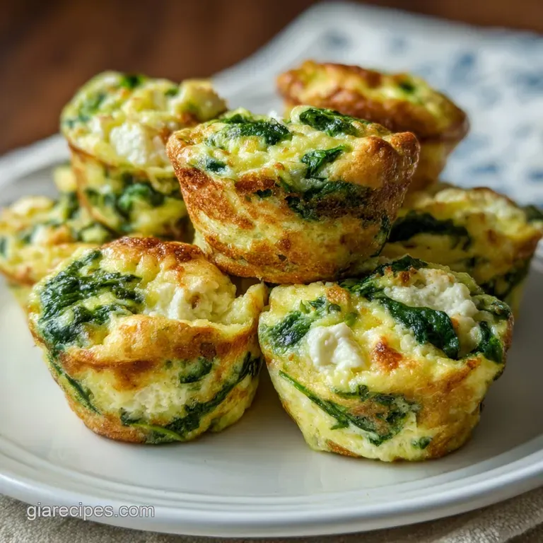 Soft, fluffy egg bites with vibrant green spinach on a white plate, artfully arranged.