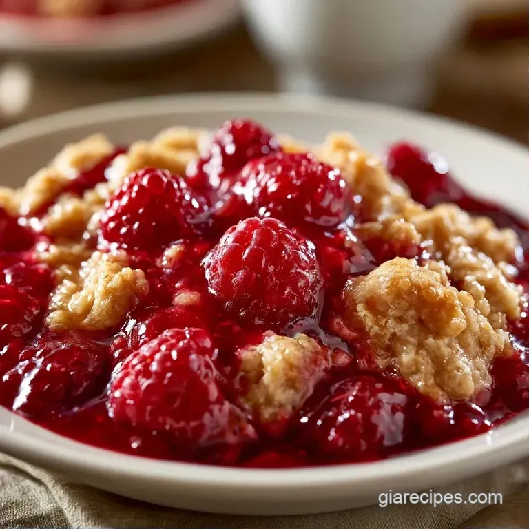 A scoop of melting vanilla ice cream atop a golden berry crumble served in a white porcelain bowl with mint.