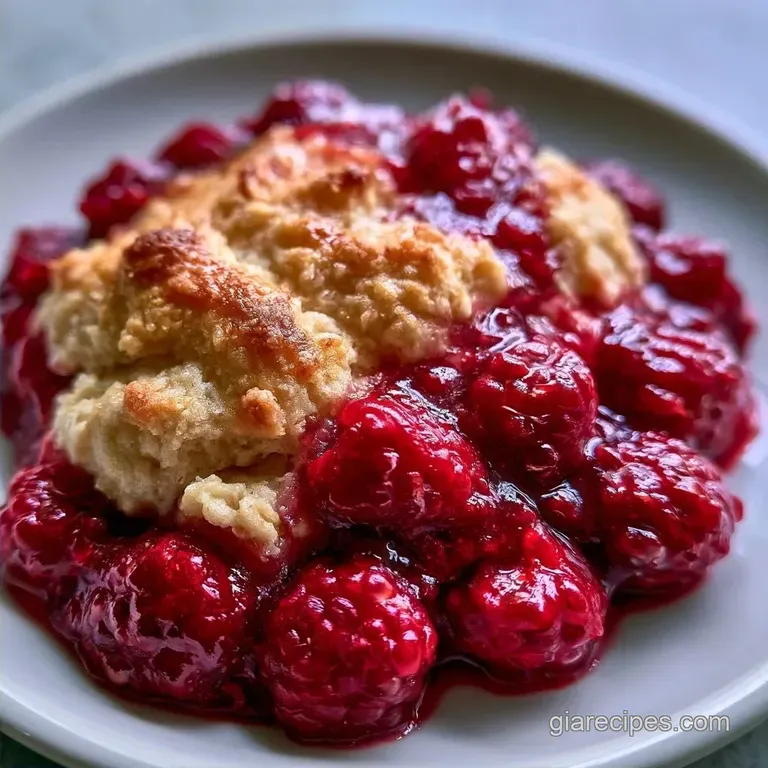 Homemade Raspberry Cobbler with Fresh Berries