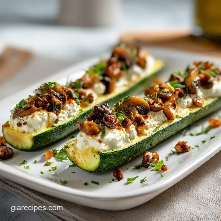 Mushroom Ricotta Zucchini Boat: Savory and Stuffed