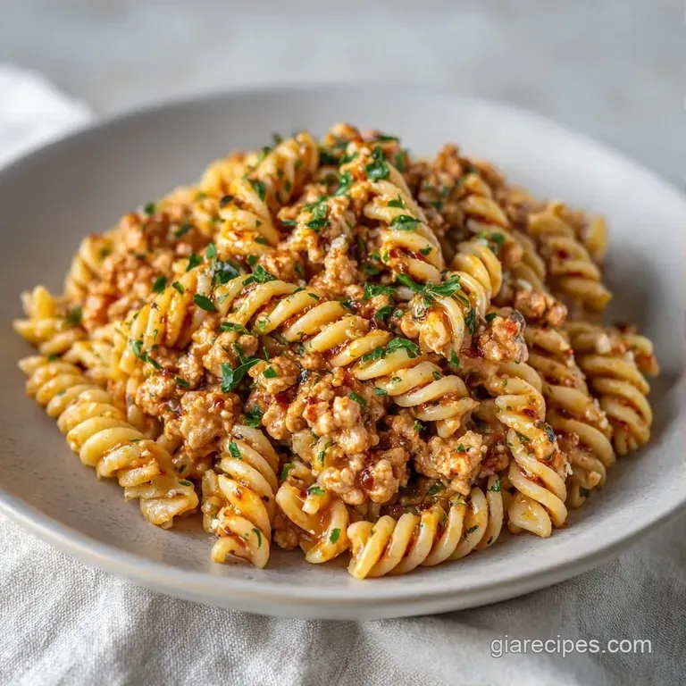Elegant white bowl of red pasta topped with melted mozzarella, fresh herbs, and a dusting of grated parmesan cheese.