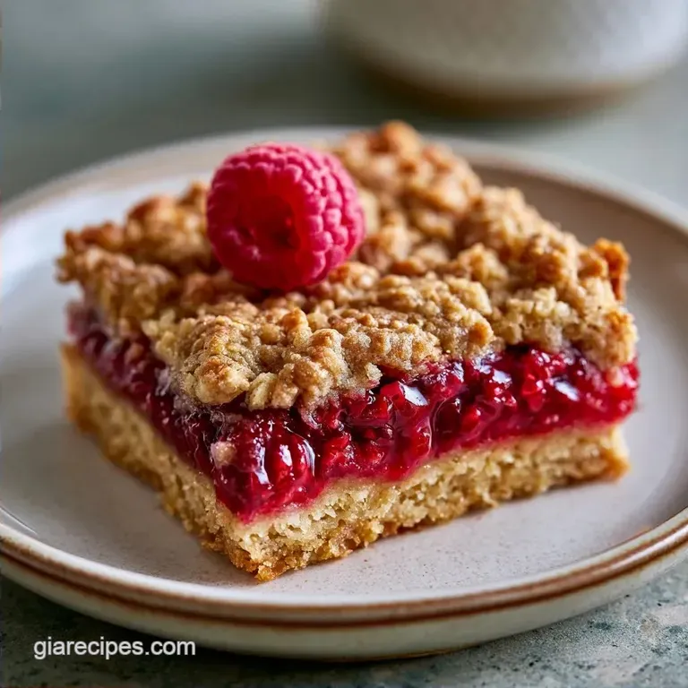 Raspberry Crumble Bars with Rolled Oats