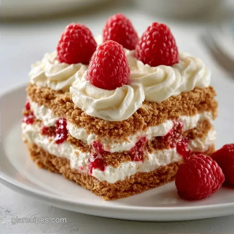 Simple Raspberry Icebox Cake with Graham Crackers
