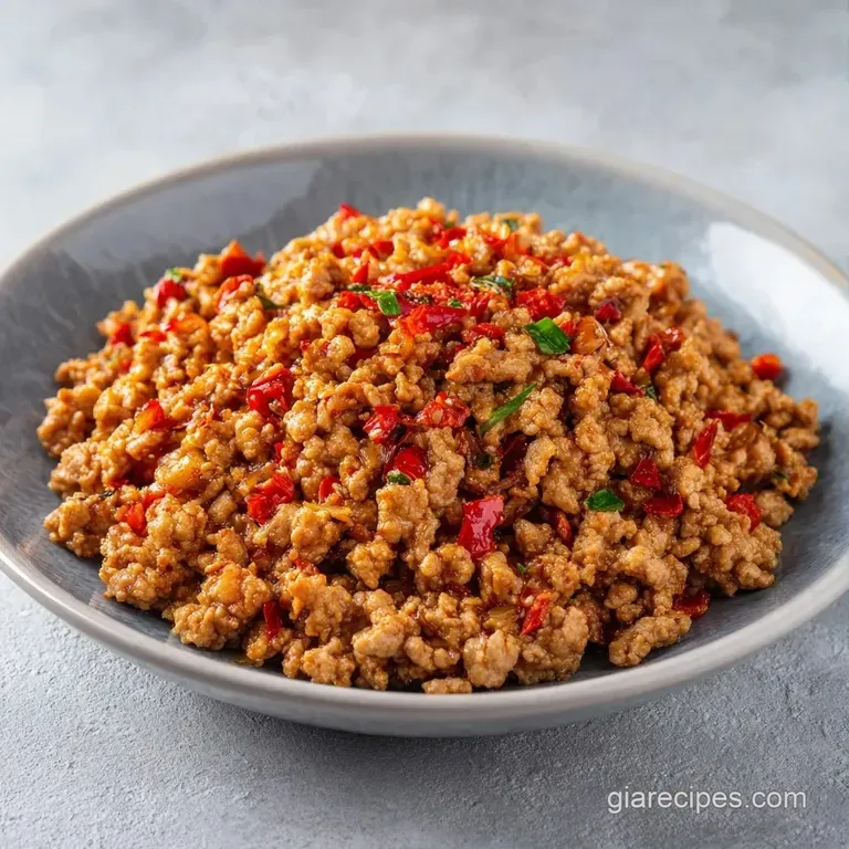 Glistening minced turkey with bright orange carrots and snap peas served over a bed of steaming jasmine rice.