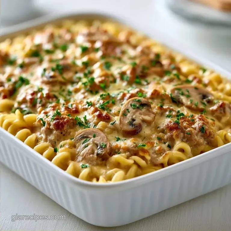Turkey Stroganoff Noodle Bake: Creamy and Comforting