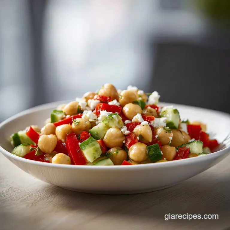 Neatly plated colorful bean salad with glistening olive oil, fresh parsley, and cubes of creamy white feta cheese.